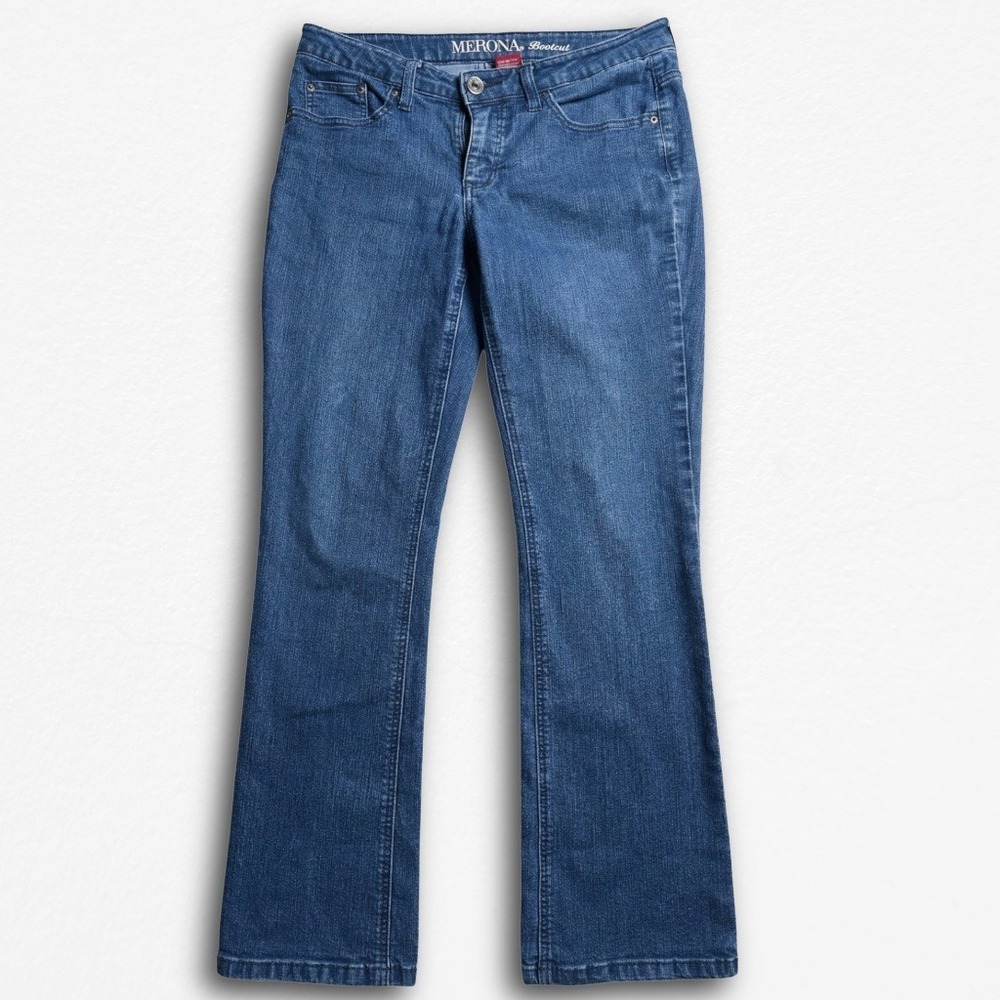 Merona Bootcut Jeans Womens 10S Medium Wash Blue Denim Y2K Mid Rise‎ Pants